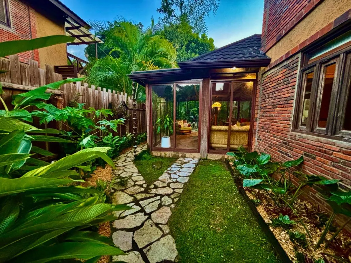 Gazebo among tropical plants